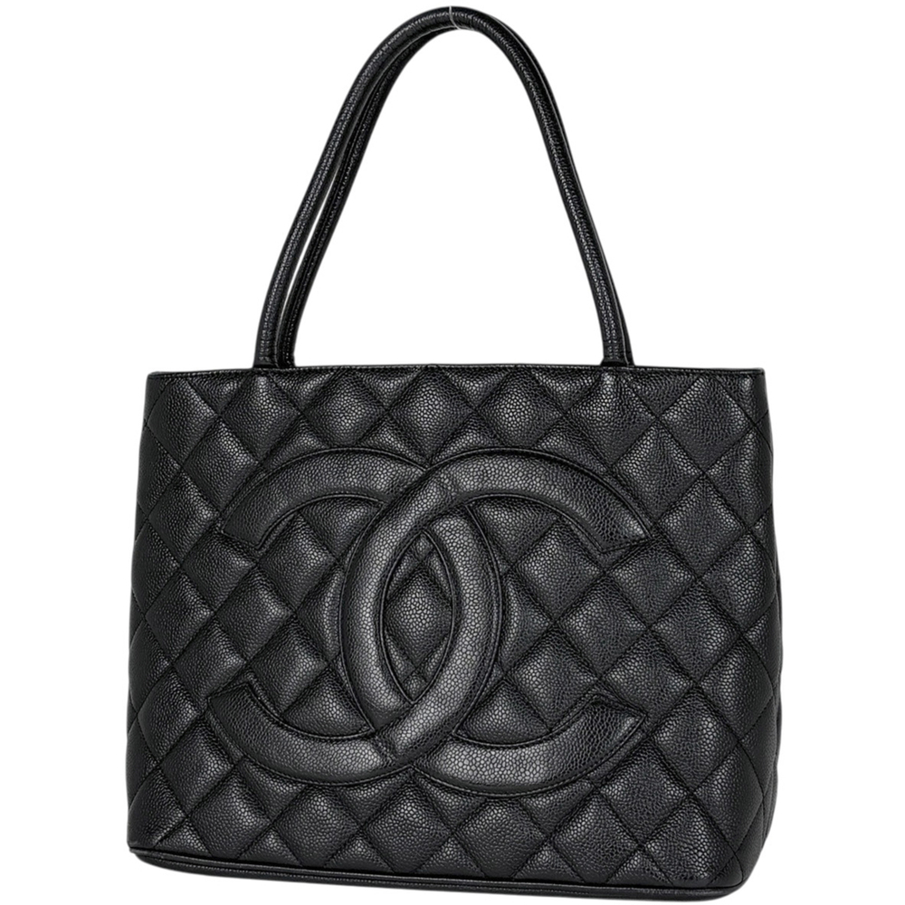 Chanel Reissue Tote Bag, Coco Mark, Matelassé, Caviar Leather, Black, Women's